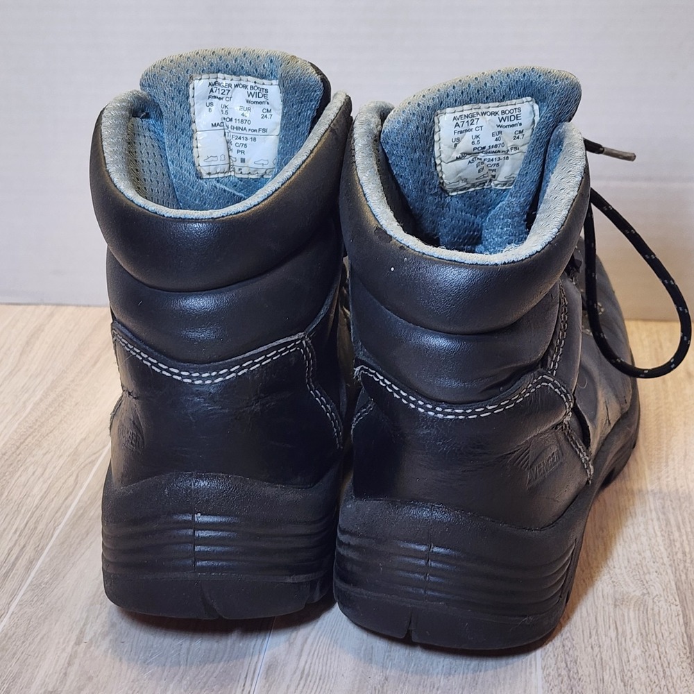 Framer Composite Toe Work Boots Avenger Black Women size 8 moderate condition - Picture 8 of 16